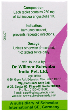 Dr Willmar Schwabe Echinacea Angustifolia 1X Mt Tablet 20Gm