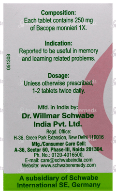Dr Willmar Schwabe Bacopa Monnieri 1x Mt Tablet 20gm