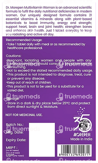 Dr Morepen Multi Vitamin For Women Tablet 60