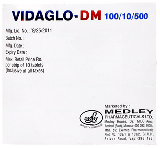 Vidaglo Dm 100/10/500 Tablet 10