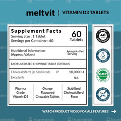 Meltvit Vitamin D3 Orange Flavour Chewable Tablet 60