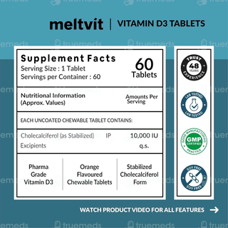 Meltvit Vitamin D3 Orange Flavour Chewable Tablet 60