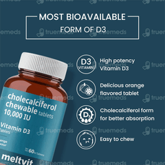 Meltvit Vitamin D3 Orange Flavour Chewable Tablet 60