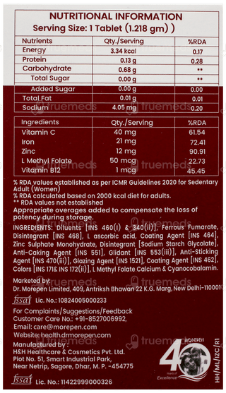 Dr Morepen Iron & Zinc Tablet 60