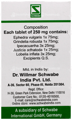 Dr Willmar Schwabe Grindelia Pentarkan Ptk 51 Tablet 20gm