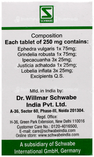 Dr Willmar Schwabe Grindelia Pentarkan Ptk 51 Tablet 20gm