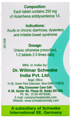 Dr Willmar Schwabe Holarrhena Antidysenterica 1X Tablet 20Gm