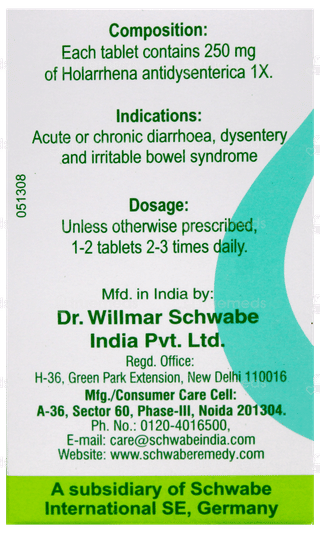 Dr Willmar Schwabe Holarrhena Antidysenterica 1X Tablet 20Gm