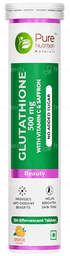Pure Nutrition Glutathione 500 Mg Orange Flavour Effervescent Tablet 15
