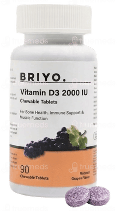 Briyo Vitamin D3 2000 Iu Natural Grape Flavour Chewable Tablet 90 Briyo Vitamin D3 2000 Iu Natural Grape Flavour Chewable Tablet 90