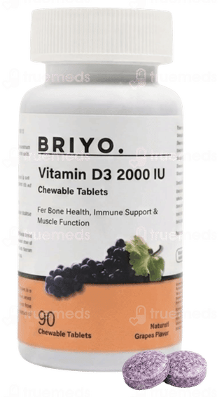 Briyo Vitamin D3 2000 Iu Natural Grape Flavour Chewable Tablet 90