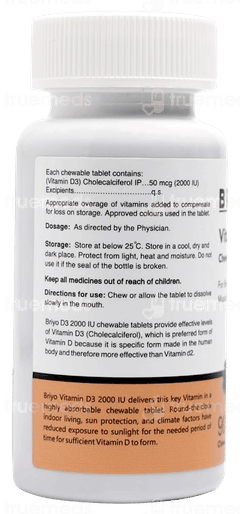 Briyo Vitamin D3 2000 Iu Natural Grape Flavour Chewable Tablet 90