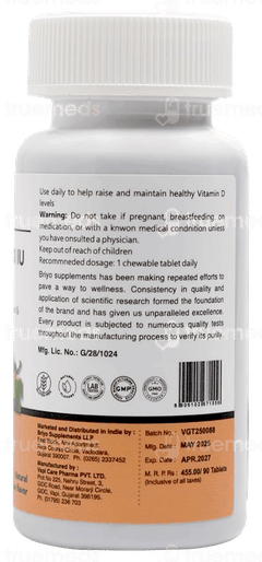 Briyo Vitamin D3 2000 Iu Natural Grape Flavour Chewable Tablet 90