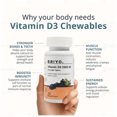 Briyo Vitamin D3 2000 Iu Natural Grape Flavour Chewable Tablet 90