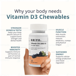 Briyo Vitamin D3 2000 Iu Natural Grape Flavour Chewable Tablet 90