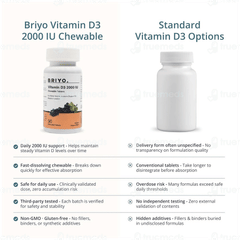 Briyo Vitamin D3 2000 Iu Natural Grape Flavour Chewable Tablet 90
