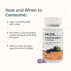 Briyo Vitamin D3 2000 Iu Natural Grape Flavour Chewable Tablet 90