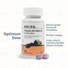 Briyo Vitamin D3 2000 Iu Natural Grape Flavour Chewable Tablet 90
