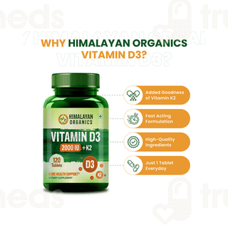 Himalayan Organics Vitamin D3 2k IU Plus K2 Bone Health Tablet 120