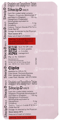 Sitacip D 100/5 Tablet 10 Sitacip D 100/5 Tablet 10