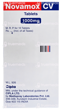Novamox Cv 1000mg Tablet 10 Novamox Cv 1000mg Tablet 10