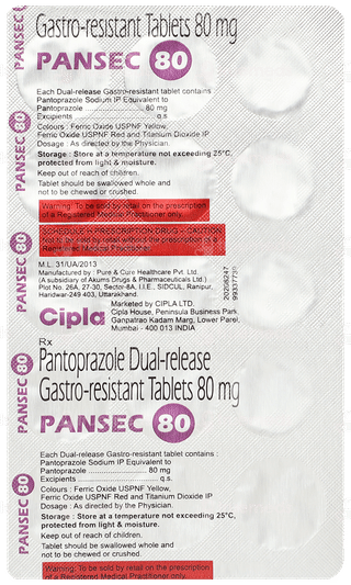 Pansec 80 Tablet 15