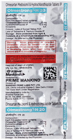 Olmestrong H 20 Tablet 15 Olmestrong H 20 Tablet 15