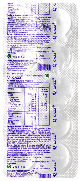 Velbiom Q Gazz Probiotic Tablet 10