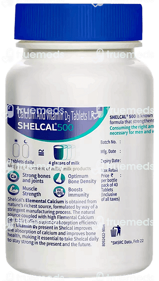 Shelcal 500 Tablet 40 - Uses, Side Effects, Dosage, Price | Truemeds