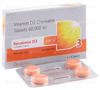 Recalmin D3 60K Iu Orange Flavour Sugar Free Chewable Tablet 4
