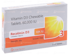 Recalmin D3 60K Iu Orange Flavour Sugar Free Chewable Tablet 4
