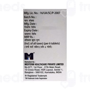 Azeeterm 250 Tablet 6 - Uses, Side Effects, Dosage, Price | Truemeds