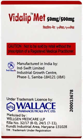 Vidalip Met 50mg/500mg Tablet 15