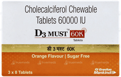 D3 Must 60k Orange Flavour Sugar Free Chewable Tablet 8