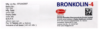 Bronkolin 4 Tablet 10