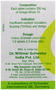 Dr Willmar Schwabe Ginkgo Biloba 1x Mt Tablet 20gm