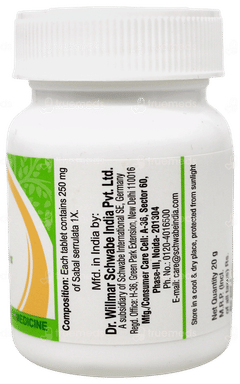 Dr Willmar Schwabe Sabal Serrulata 1x Mt Tablet 20gm Dr Willmar Schwabe Sabal Serrulata 1x Mt Tablet 20gm