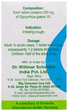Dr Willmar Glycyrrhiza Glabra 1x Mt Tablet 20gm