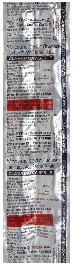 Clavamoxy 625 Lb Tablet 10