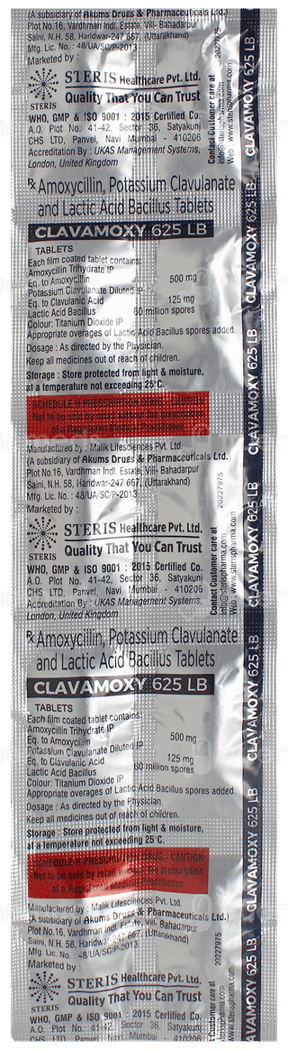 Clavamoxy 625 Lb Tablet 10