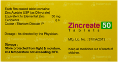 Zincreate 50 Tablet 10