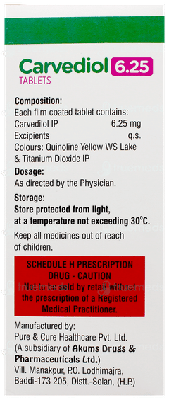 Carvediol 6.25 Tablet 10 Carvediol 6.25 Tablet 10