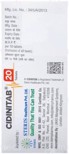Cidinitab 20 Tablet 10 Cidinitab 20 Tablet 10