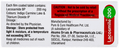 Lacosmile 200 Tablet 10 Lacosmile 200 Tablet 10