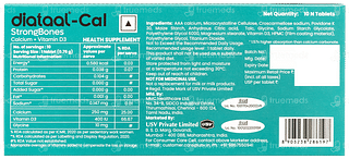 Diataal Cal Strongbones Calcium With Vit D3 Active Absorbable Calcium Strong Bones 10 Tablets