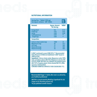Bbetter Calcium With Magnesium Zinc Vitamin K2 & D3 Tablet 60