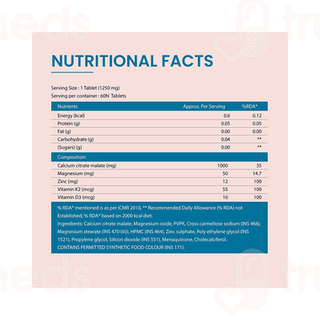 Bbetter Calcium With Magnesium Zinc Vitamin K2 & D3 Tablet 60