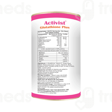Activist Glutathione Plus Tablet 60 - Uses, Side Effects, Dosage, Price |  Truemeds