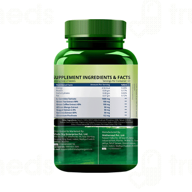 Himalayan Organics L Carnitine 2000mg Vegetarian Tablet 120 - Uses, Side Effects, Dosage, Price