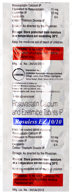 Rosuless Ez 10/10 Tablet 10 Rosuless Ez 10/10 Tablet 10